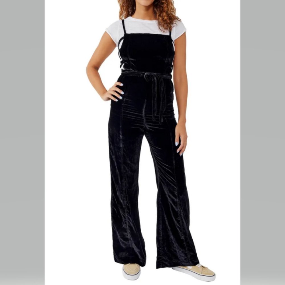 Free People 90s Forever Overall Crushed Velvet Size M NWT